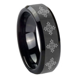 10mm-Multiple-Crosses-Beveled-Edges-Black-Tungsten-Men's-Engagement-Band