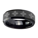 10mm-Multiple-Crosses-Beveled-Edges-Black-Tungsten-Men's-Engagement-Band
