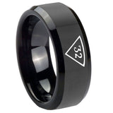 10mm-Masonic-32-Triangle-Freemason-Beveled-Edges-Black-Tungsten-Carbide-Wedding-Engraving-Ring