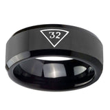 10mm-Masonic-32-Triangle-Freemason-Beveled-Edges-Black-Tungsten-Carbide-Wedding-Engraving-Ring