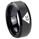 10mm-Masonic-32-Triangle-Design-Freemason-Beveled-Edges-Black-Tungsten-Carbide-Wedding-Engraving-Ring