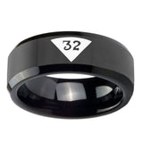 10mm-Masonic-32-Triangle-Design-Freemason-Beveled-Edges-Black-Tungsten-Carbide-Wedding-Engraving-Ring