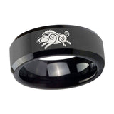 10mm-Wild-Boar-Beveled-Edges-Black-Tungsten-Carbide-Men's-Wedding-Band