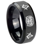 10mm-Masonic-32-Design-Beveled-Edges-Black-Tungsten-Carbide-Promise-Ring