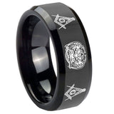 10mm-Masonic-32-Design-Beveled-Edges-Black-Tungsten-Carbide-Promise-Ring