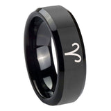 10mm-Aries-Zodiac-Beveled-Edges-Black-Tungsten-Carbide-Men's-Promise-Rings