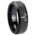 10mm Aries Zodiac Beveled Edges Black Tungsten Carbide Men's Promise Rings