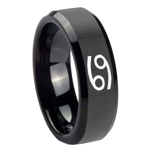 10mm-Cancer-Horoscope-Beveled-Edges-Black-Tungsten-Carbide-Mens-Ring