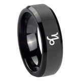 10mm-Capricorn-Zodiac-Beveled-Edges-Black-Tungsten-Carbide-Men's-Ring