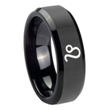 10mm-Leo-Zodiac-Beveled-Edges-Black-Tungsten-Carbide-Mens-Ring-Personalized