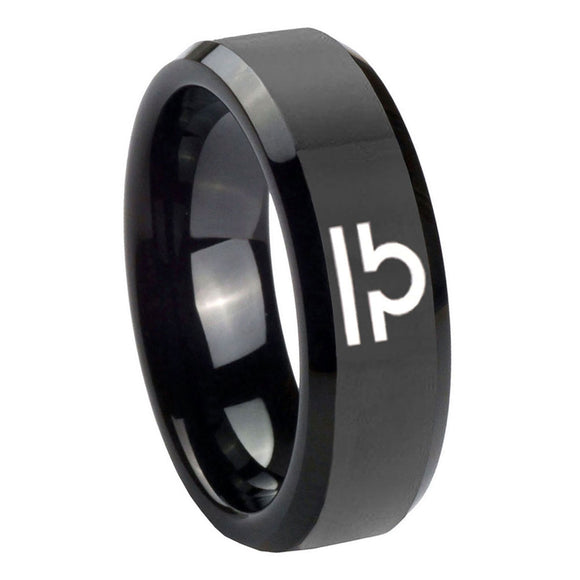 8mm-Libra-Horoscope-Beveled-Edges-Black-Tungsten-Carbide-Men's-Bands-Ring