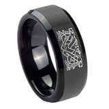 10mm-Celtic-Dog-Beveled-Edges-Black-Tungsten-Carbide-Men's-Wedding-Band