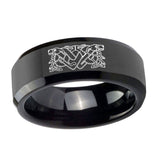 10mm-Celtic-Dog-Beveled-Edges-Black-Tungsten-Carbide-Men's-Wedding-Band