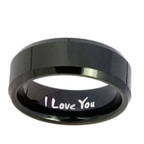 8mm-I-Love-You-Beveled-Edges-Black-Tungsten-Carbide-Engraved-Ring