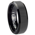 10mm I Love You Beveled Edges Black Tungsten Carbide Mens Ring