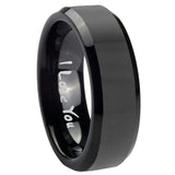 8mm I Love You Beveled Edges Black Tungsten Carbide Engraved Ring
