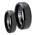 I Love You Beveled Edges Black Tungsten His And Hers Ring