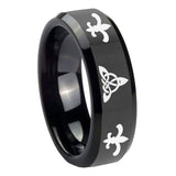 8mm-Celtic-Triangle-Fleur-De-Lis-Beveled-Edges-Black-Tungsten-Rings-for-Men