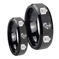 Marine Army Sergeant Beveled Edges Black Tungsten Mens Set Rings