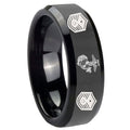 10mm Marine Chief Master Sergeant Beveled Edges Black Tungsten Custom Ring for Men