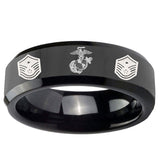 5mm Marine Chief Master Sergeant Beveled Edge Black Tungsten Ring