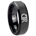 8mm CTR Beveled Edges Black Tungsten Men's Bands Ring