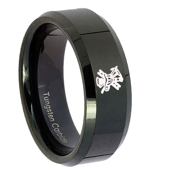 8mm-Fireman-Beveled-Edges-Black-Tungsten-Carbide-Men's-Wedding-Ring