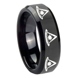 8mm-Multiple-Pester-Master-Masonic-Beveled-Edges-Black-Tungsten-Bands-Ring