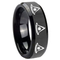 8mm Multiple Pester Master Masonic Bevel Black Tungsten Band