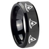 10mm Multiple Pester Master Masonic Beveled Black Tungsten Mens Engagement Ring