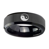 10mm-Yin-Yang-Beveled-Edges-Black-Tungsten-Carbide-Engraved-Ring