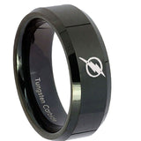 8mm Flash Beveled Edge Polish Black Mens Wedding Band Tungsten