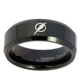 5, 8mm Flash Beveled Edge Polish Black Mens Wedding Band Tungsten