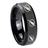 8mm Multiple Flash Beveled Edge Polish Black Wedding Tungsten Bands