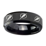 5, 8mm Multiple Flash Beveled Edge Polish Black Wedding Tungsten Bands