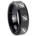 8mm Multiple Flash Beveled Polish Black Tungsten Band