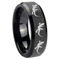 10mm Multiple Lizard Beveled Edges Black Tungsten Carbide Men's Bands Ring