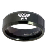 10mm-Zelda-Skyward-Sword-Beveled-Edges-Black-Tungsten-Wedding-Bands-Ring