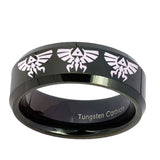 10mm-Multiple-Zelda-Skyward-Sword-Beveled-Edges-Black-Tungsten-Men's-Band-Ring