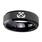 10mm-Anchor-Beveled-Edges-Black-Tungsten-Carbide-Mens-Wedding-Ring