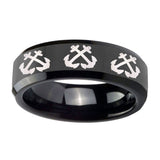10mm-Multiple-Anchor-Beveled-Edges-Black-Tungsten-Carbide-Engraved-Ring