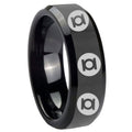 8mm Multiple Green Lantern Bevel Polish Black Tungsten Ring