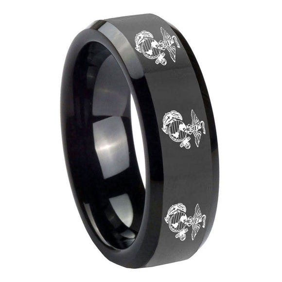 10mm-Multiple-Marine-Beveled-Edges-Black-Tungsten-Carbide-Mens-Engagement-Band