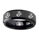 8mm-Multiple-Marine-Beveled-Edges-Black-Tungsten-Carbide-Wedding-Engraving-Ring
