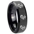 10mm Multiple Marine Beveled Edges Black Tungsten Carbide Mens Engagement Band