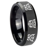 His Hers Transformers Autobot Decepticon Beveled Edges Black Tungsten Rings for Men Set