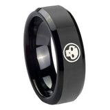 10mm-Skull-Beveled-Edges-Black-Tungsten-Carbide-Mens-Ring-Engraved