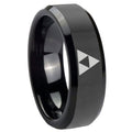 10mm Zelda Triforce Beveled Edges Black Tungsten Carbide Rings for Men