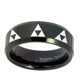 8mm-Multiple-Zelda-Triforce-Beveled-Edges-Black-Tungsten-Mens-Engagement-Ring