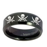 10mm-Multiple-Skull-Pirate-Beveled-Edges-Black-Tungsten-Men's-Engagement-Ring